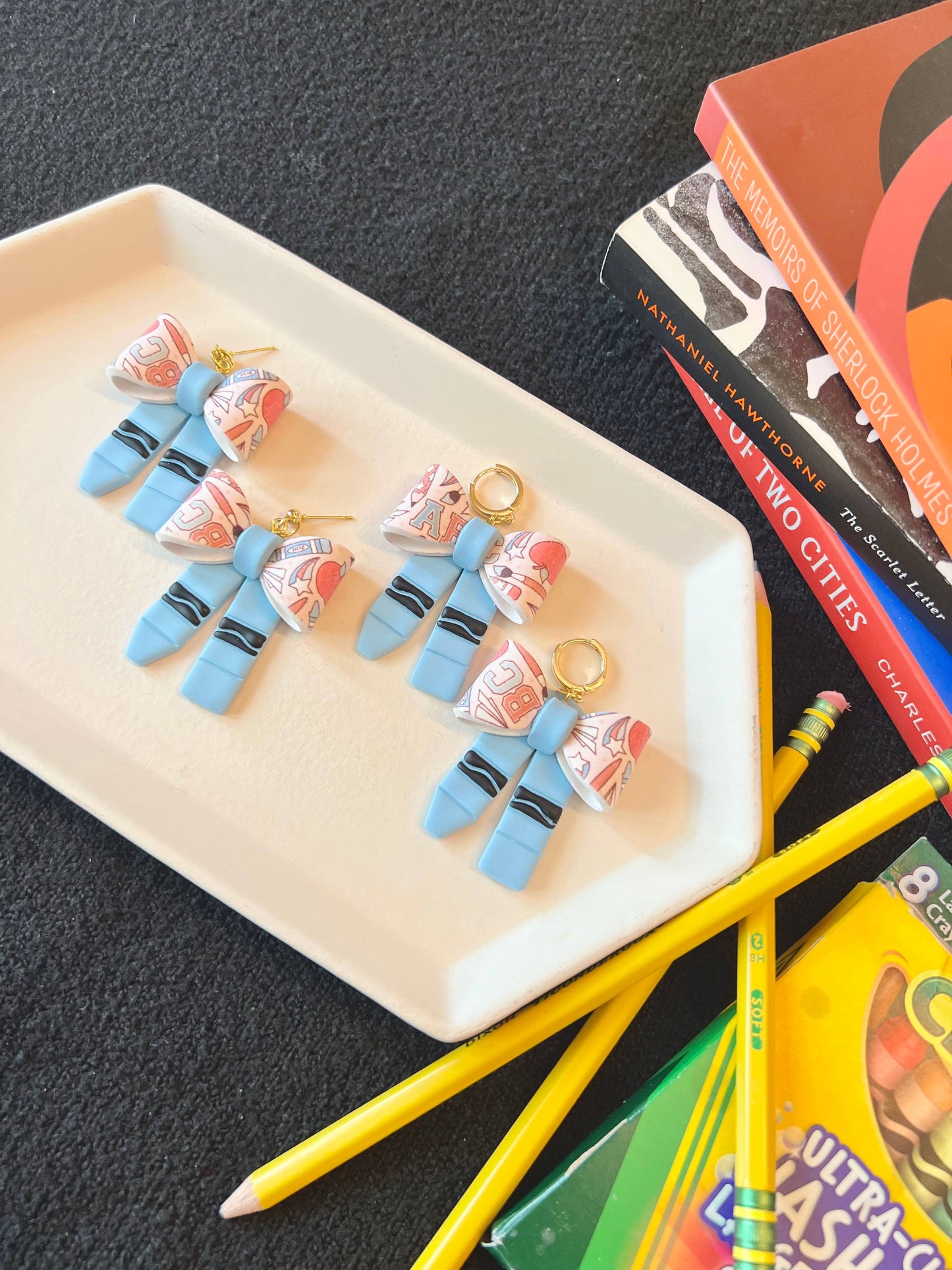 Crayon Clay Earrings, Crayon Earrings, Teacher Earrings