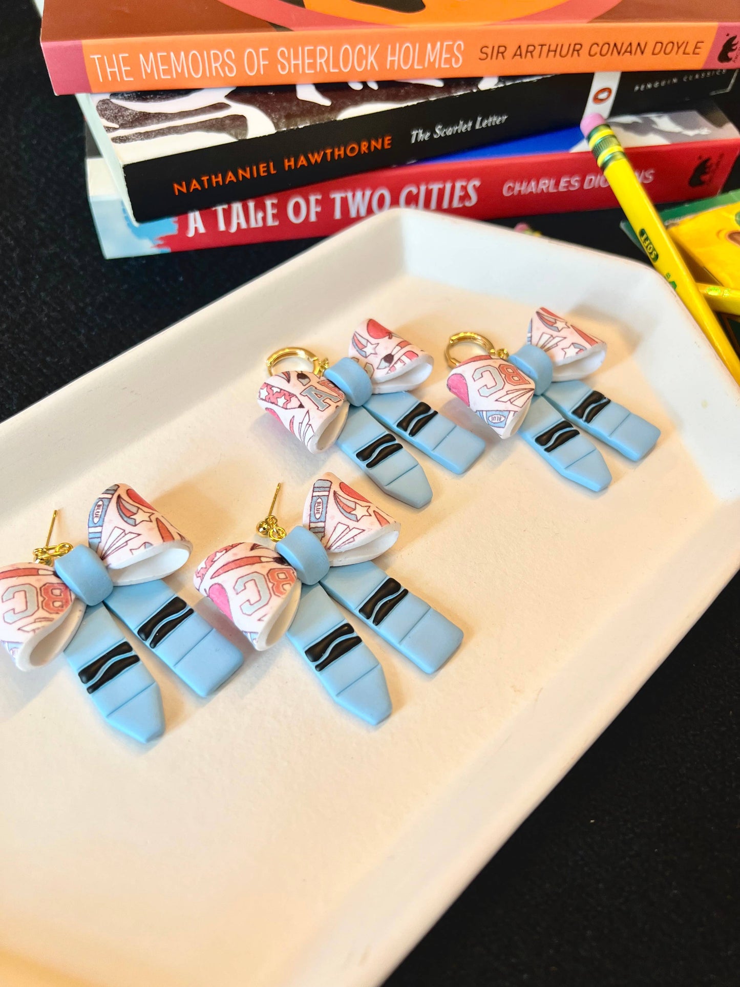 Crayon Clay Earrings, Crayon Earrings, Teacher Earrings