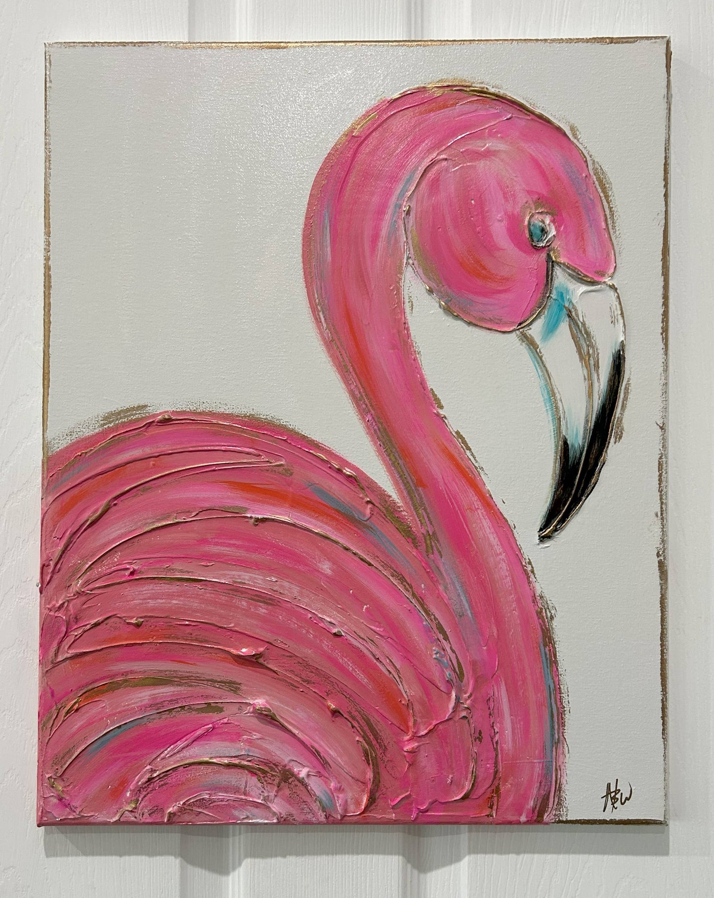 Flamingo L/XL texture canvas coastal beach nautical tropical