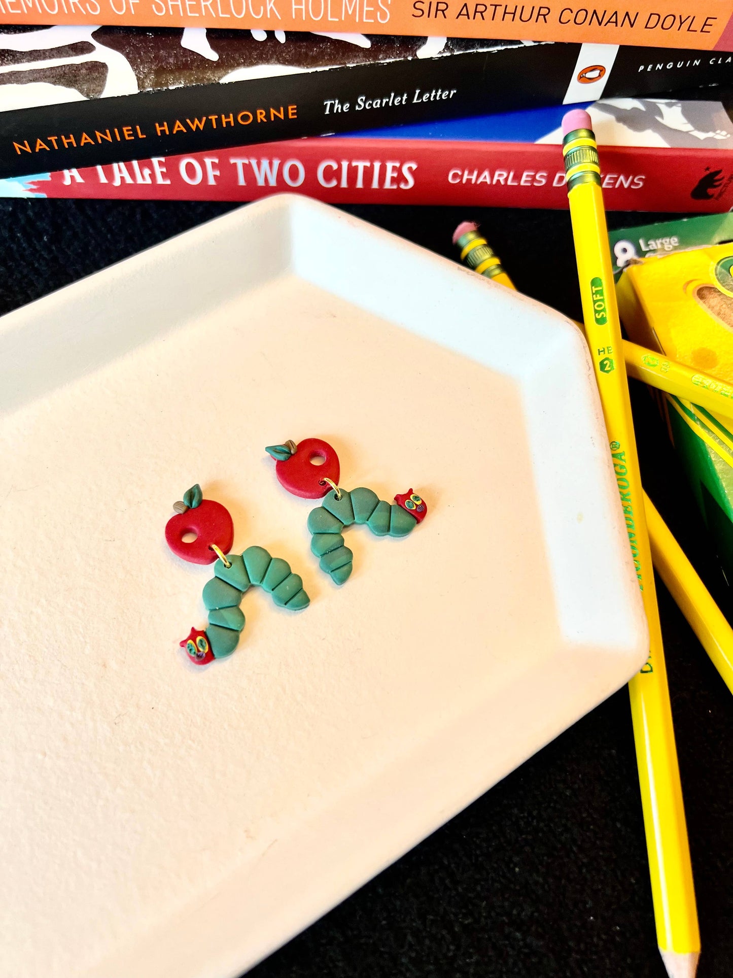 Caterpillar Earrings, Insect Earrings, Bug Clay Earrings