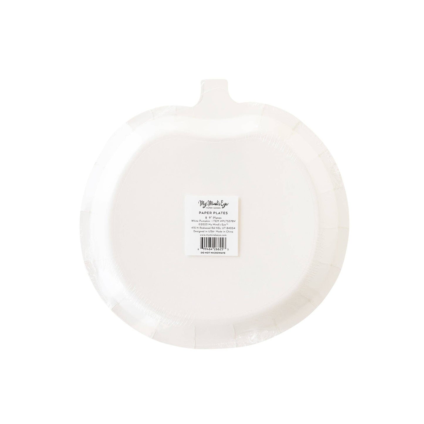 PLTS378V - White Pumpkin Shaped Paper Plate