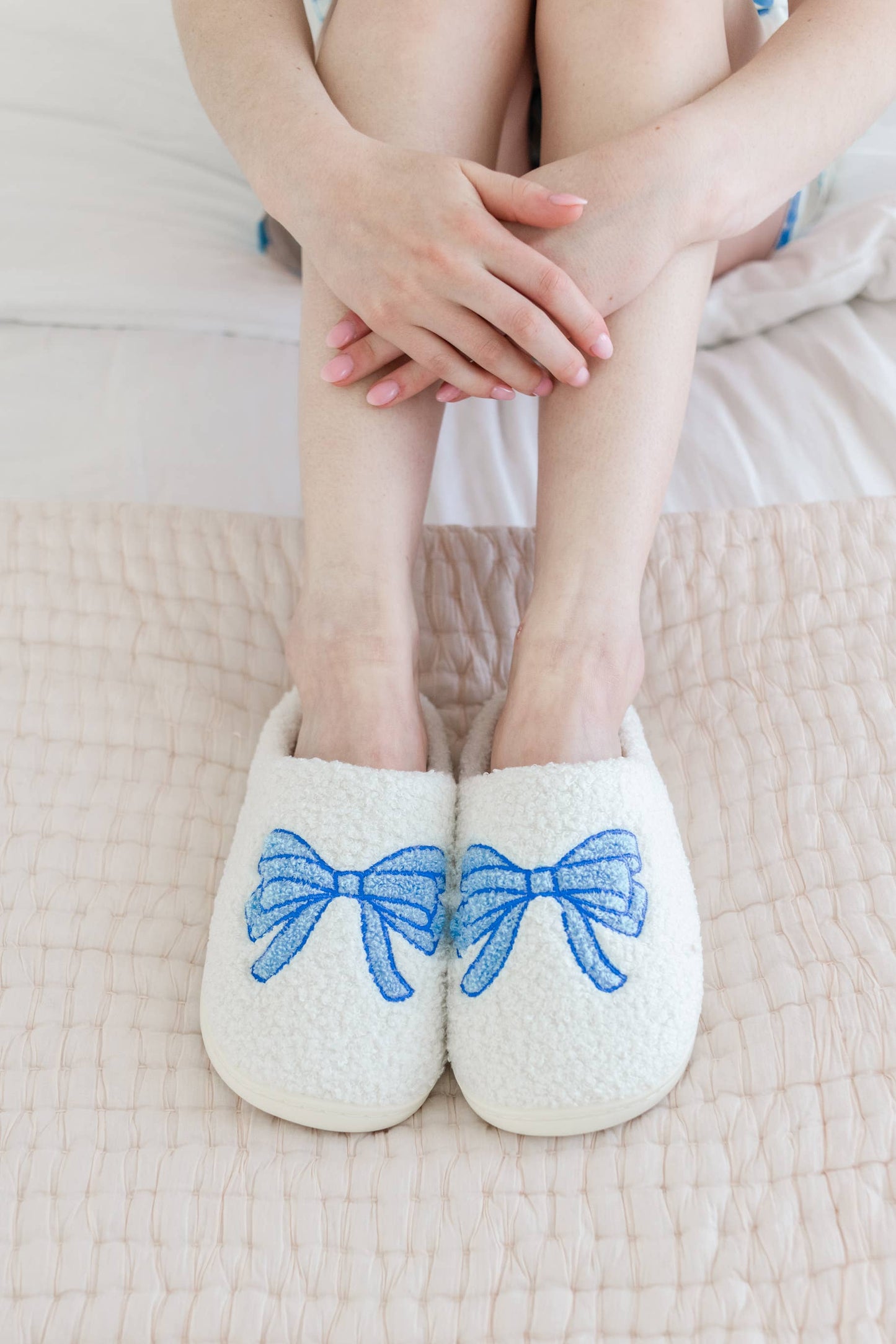 Blue Bow Slippers