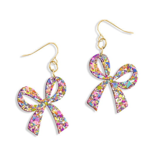 Multi Glitter Bow Earrings