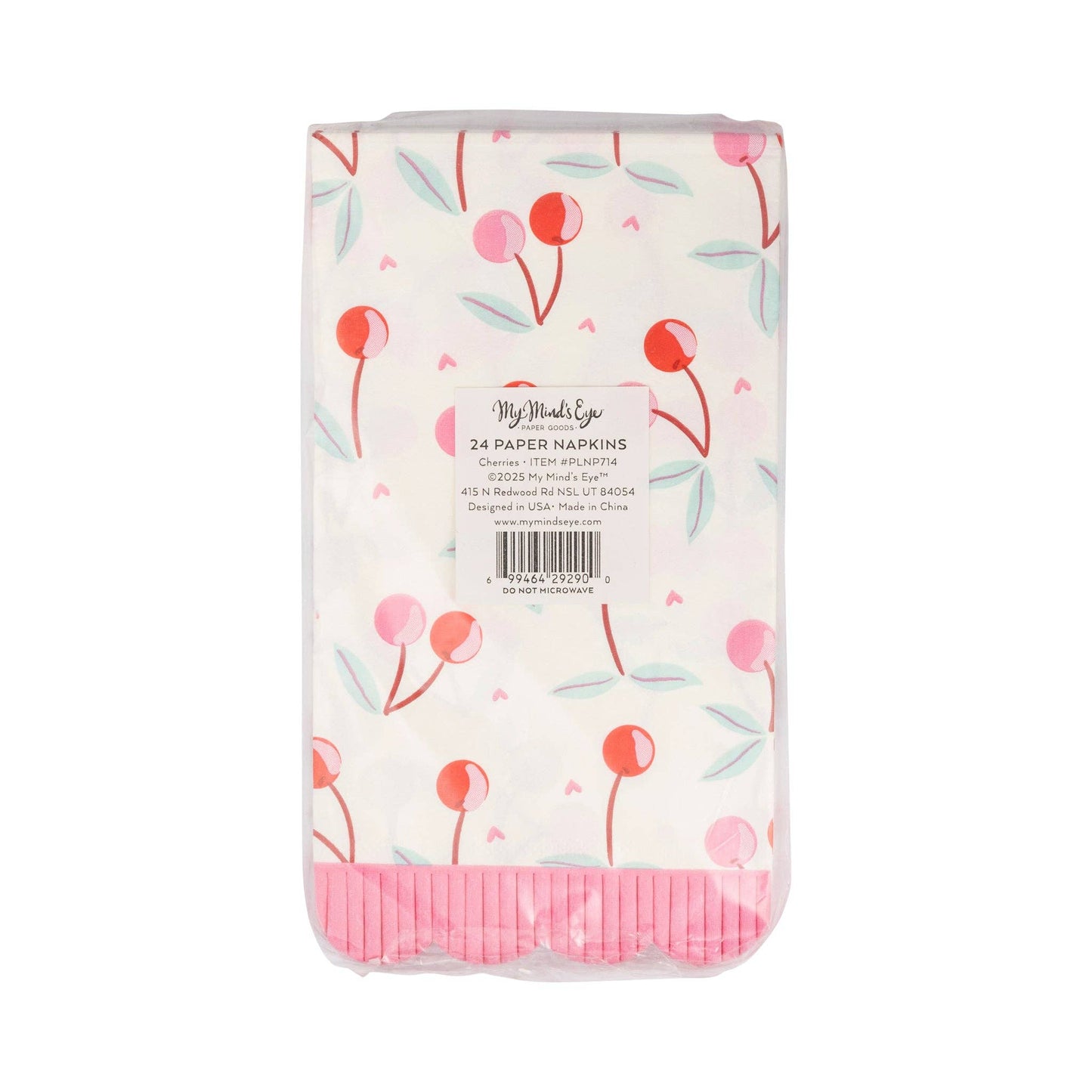 PLNP714 - Cherries Fringe Scallop Guest Napkin