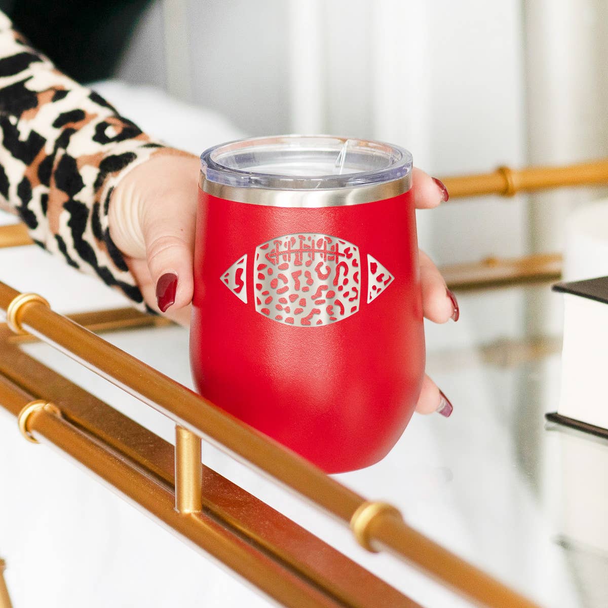 Leopard Football 12oz Tumbler