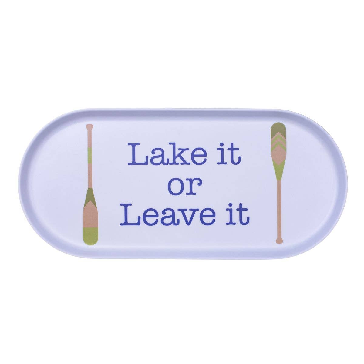 Lake It Melamine Platter   White/Multi   17.5x8
