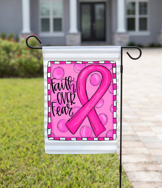 Garden Flag - Breast Cancer Faith Over Fear