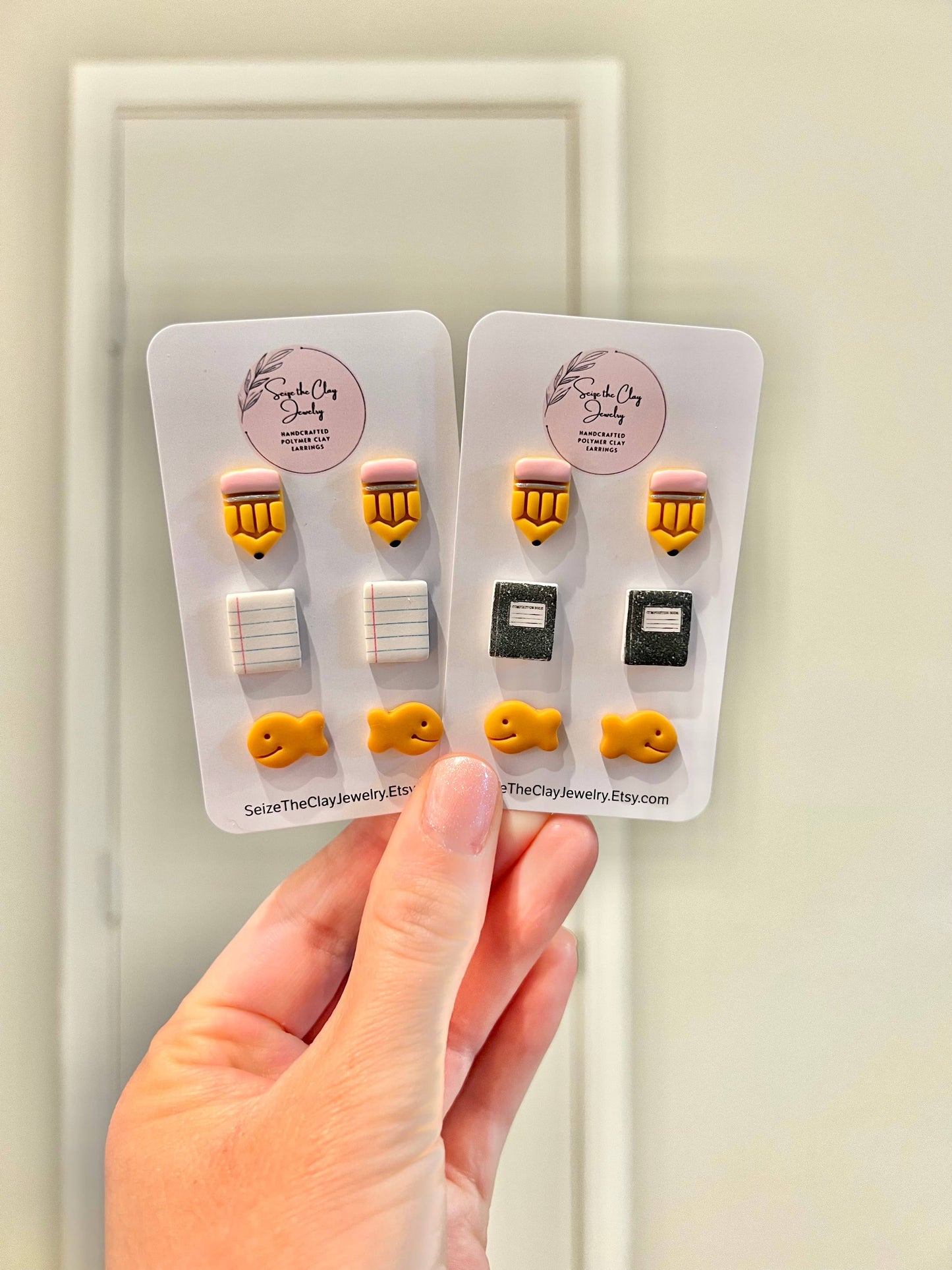 Pencil Clay Studs, Paper Clay Studs, Goldfish Studs