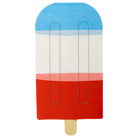 PLNP339 - Red White Blue Ice Pop Shaped Paper Guest Napkin