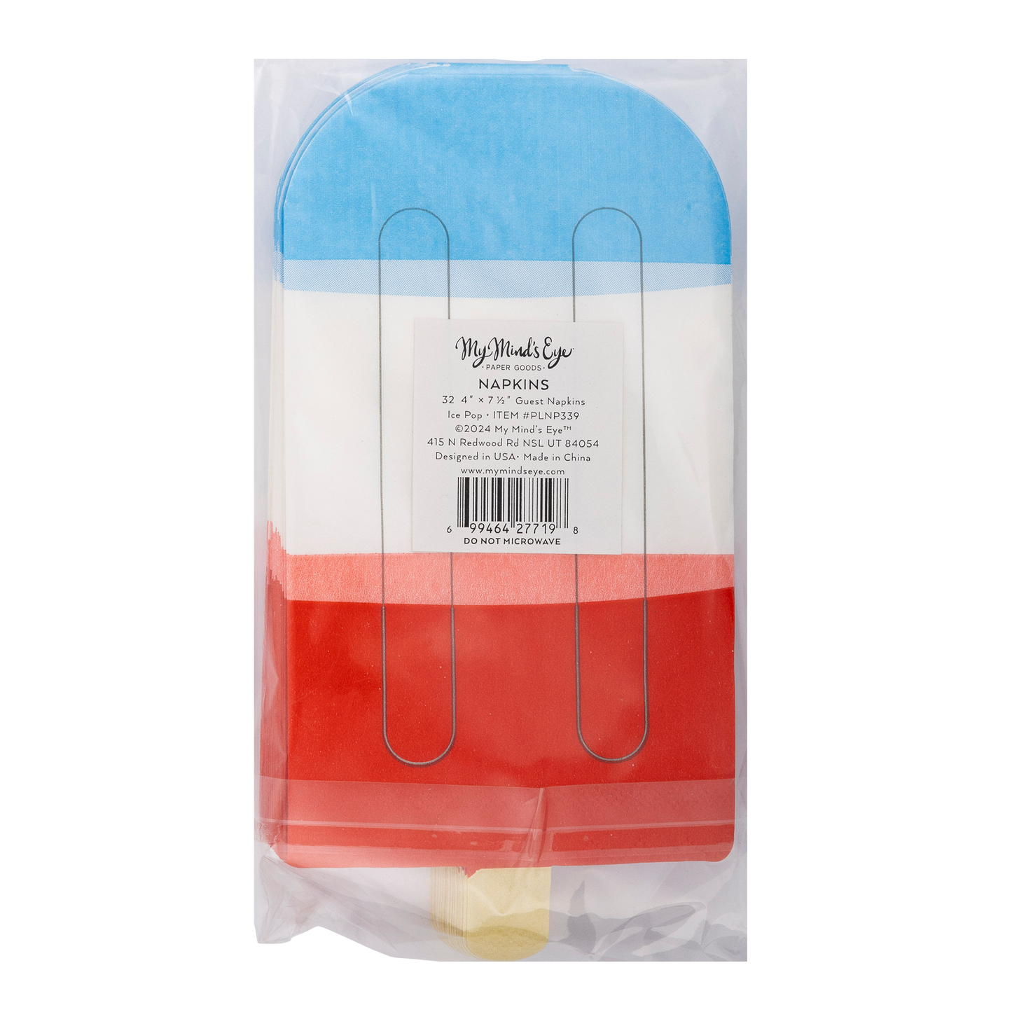 PLNP339 - Red White Blue Ice Pop Shaped Paper Guest Napkin