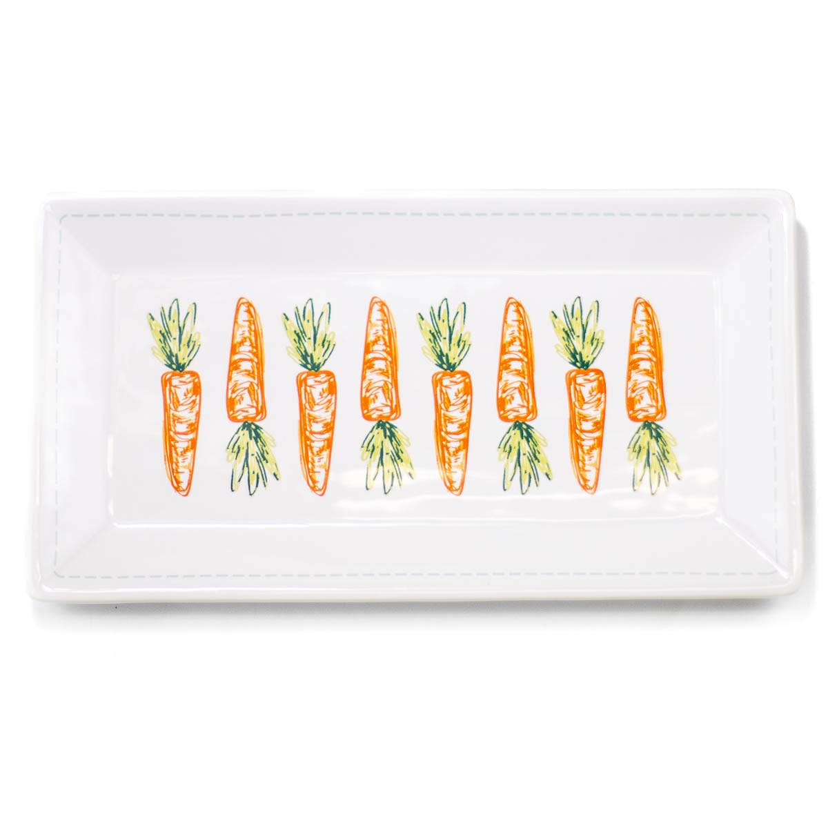 Carrot Rectangle Platter   White/Orange/Green   12x6.5