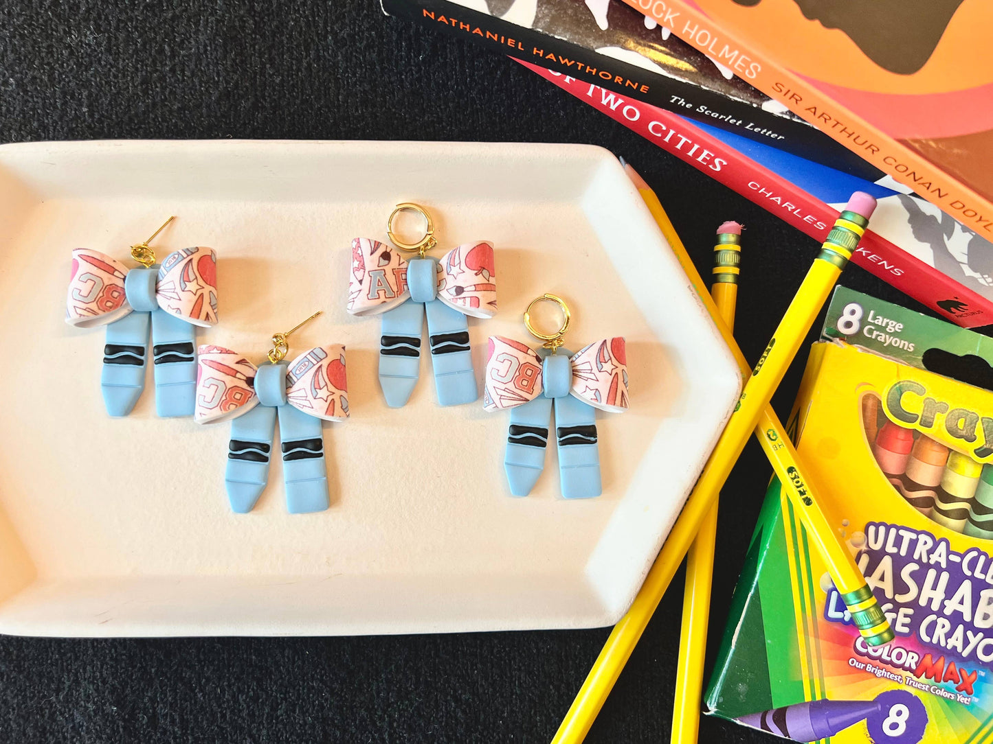 Crayon Clay Earrings, Crayon Earrings, Teacher Earrings