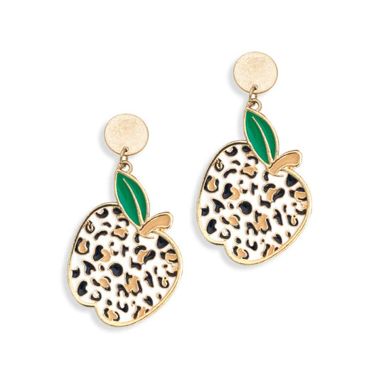 Leopard Apple Enamel Earrings