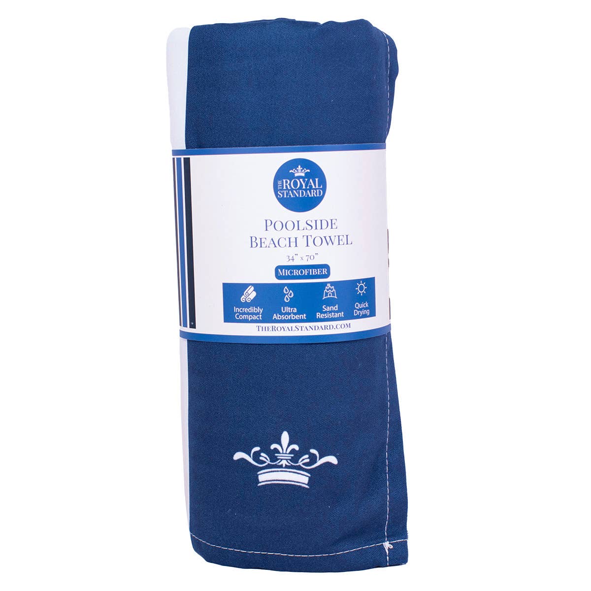 Poolside Beach Towel   White/Navy/Sapphire    34x70