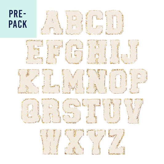 Creme Alphabet Varsity Letter Patches Pre-Pack