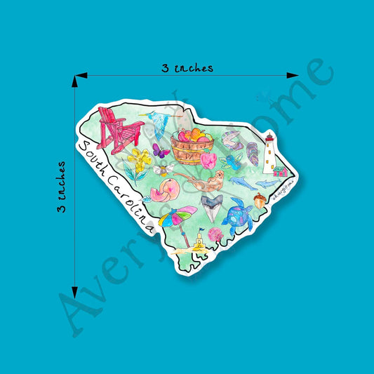 South Carolina State Icon Map Art 3" Vinyl Die-Cut Sticker