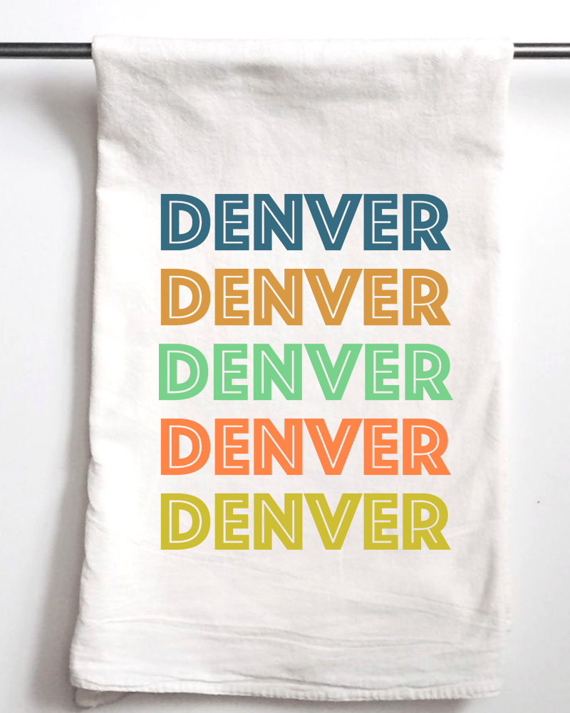 City or State Retro Color Block  Custom Gift Towel