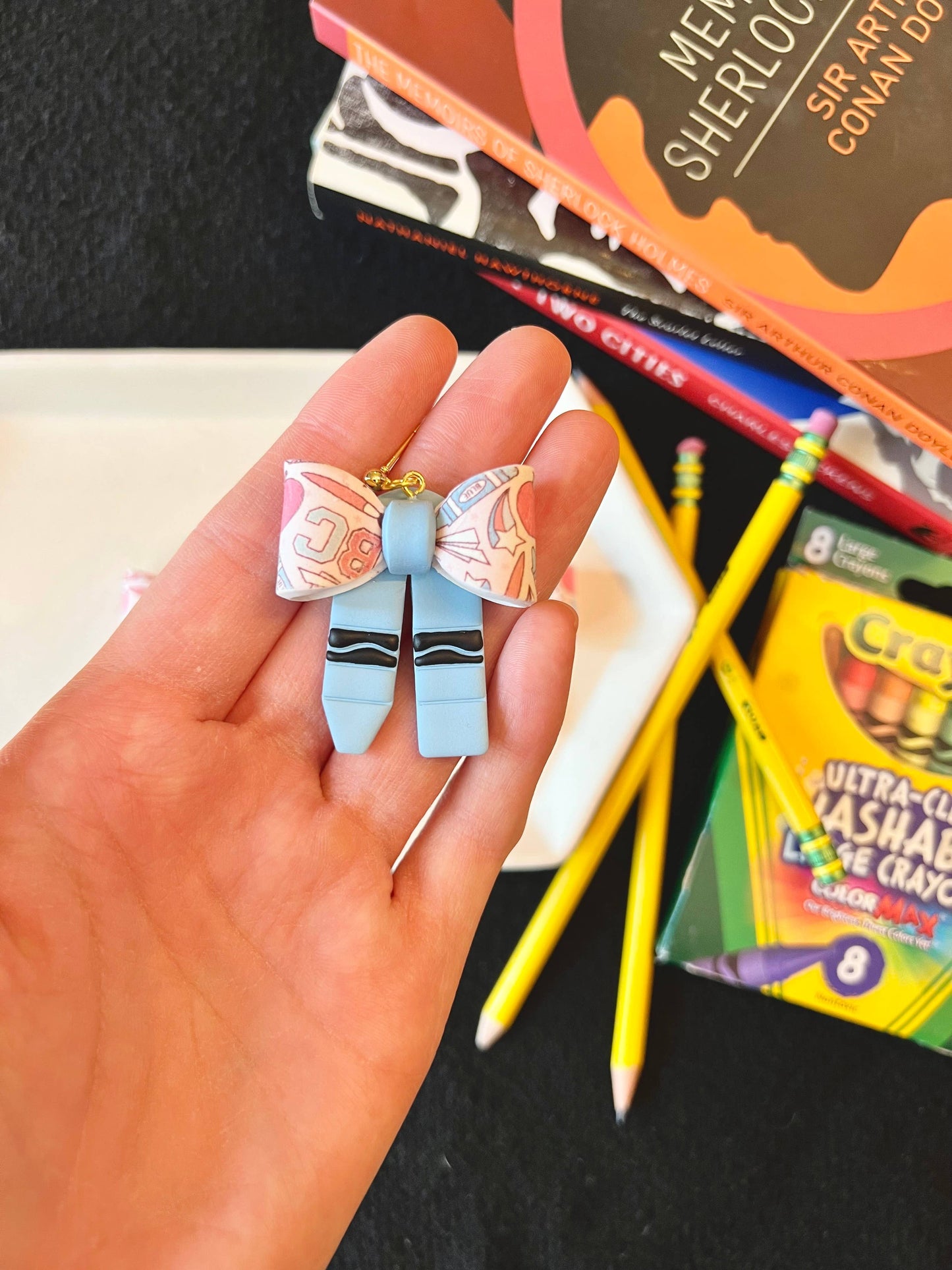 Crayon Clay Earrings, Crayon Earrings, Teacher Earrings