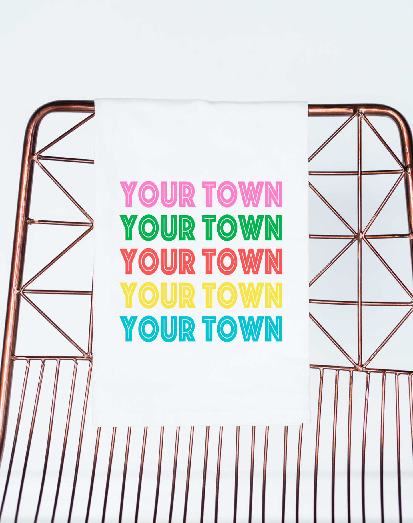 Local Name Drop Ombre Retro Custom Towel (Bright)