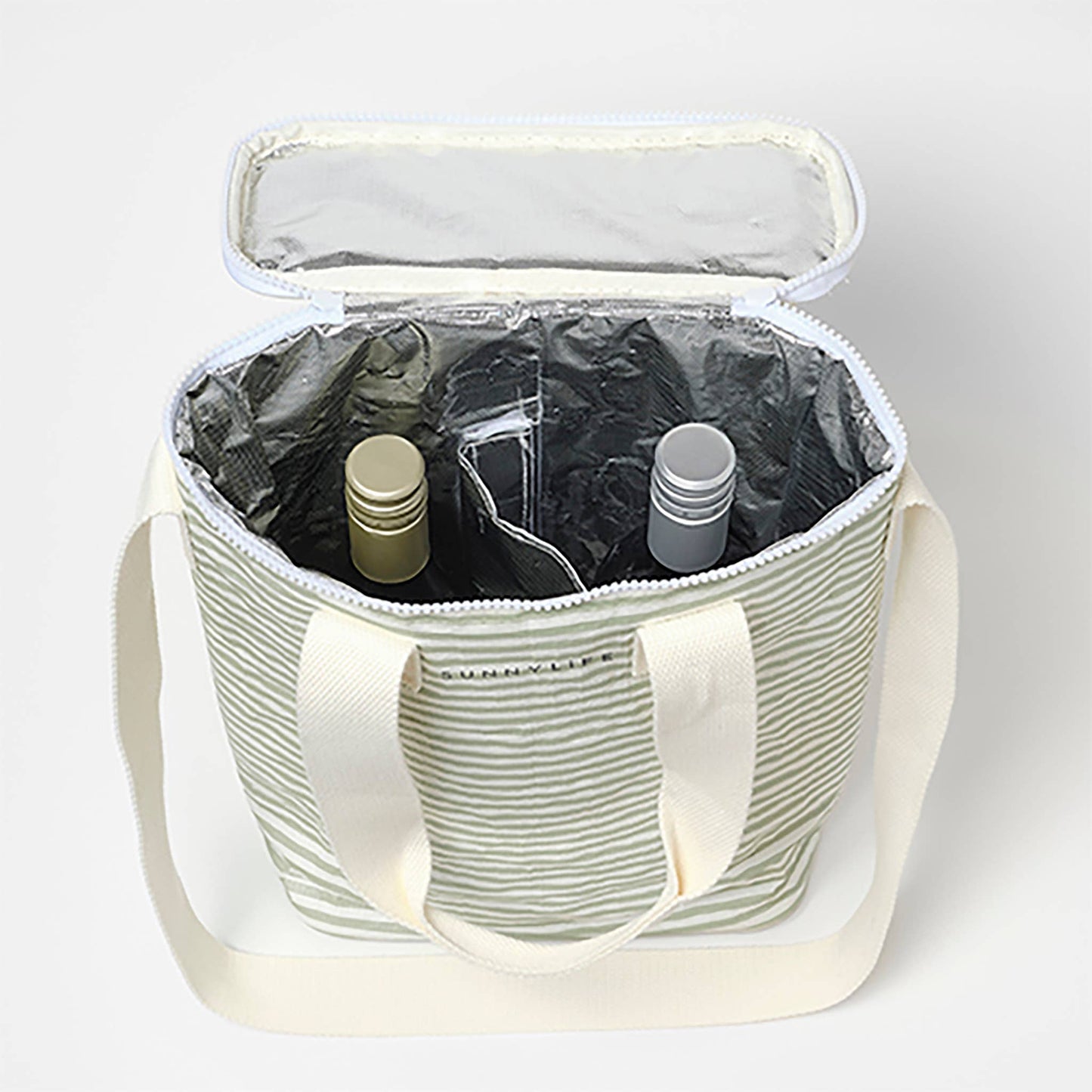 Light Cooler Drinks Bag La Palma Sage Stripe