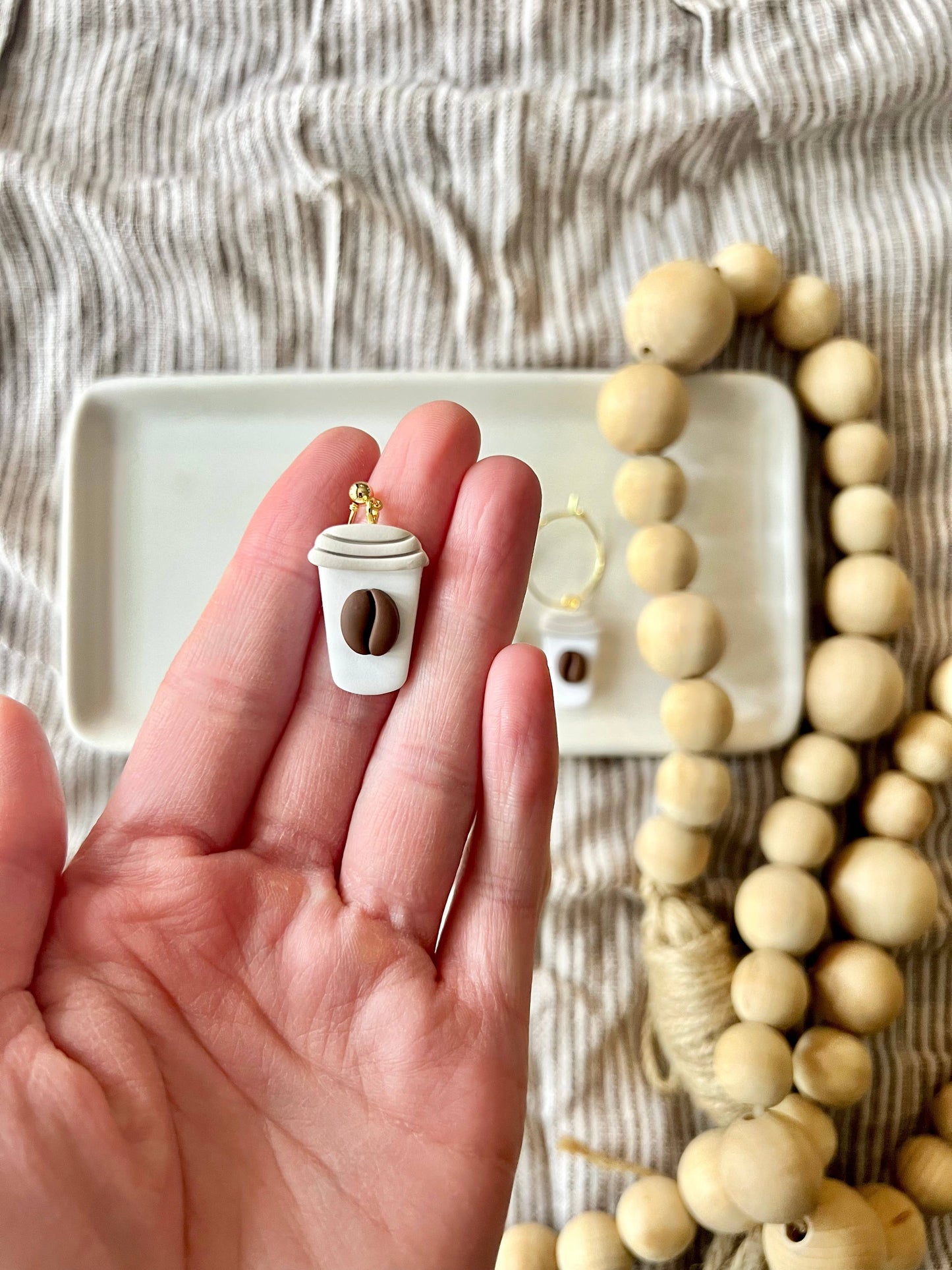 Latte Clay Earrings, Coffee Bean Earrings, Coffee Earrings