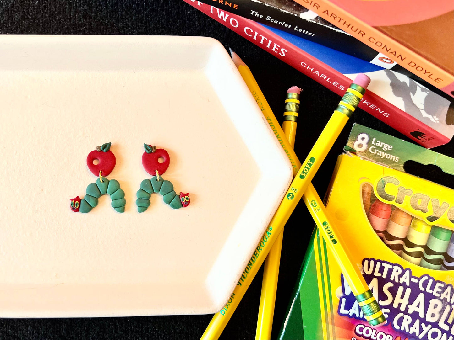 Caterpillar Earrings, Insect Earrings, Bug Clay Earrings