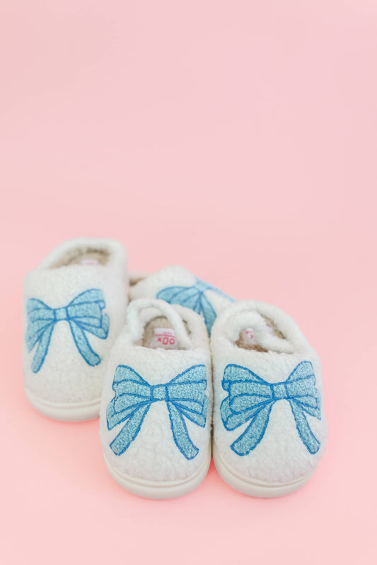 Toddler/Kids Blue Bow Slippers