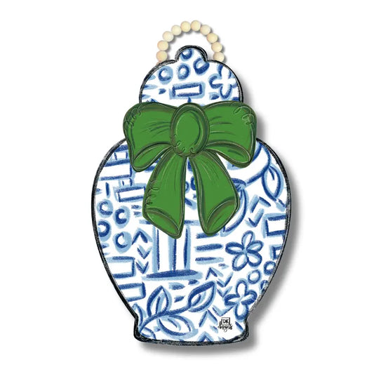 DK Designs Green Bow Ginger Jar Lg Door Hanger