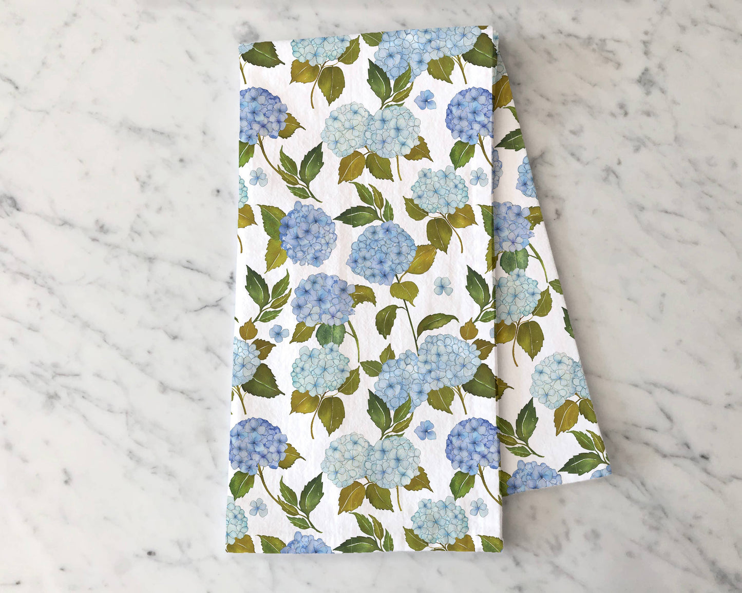 Blue Hydrangea Tea Towel - Floral Kitchen Tea Towel