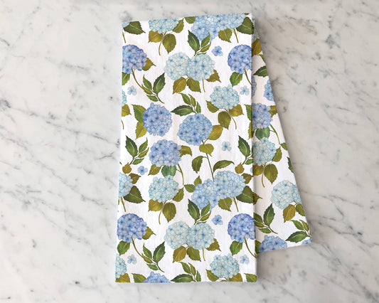 Blue Hydrangea Tea Towel - Floral Kitchen Tea Towel