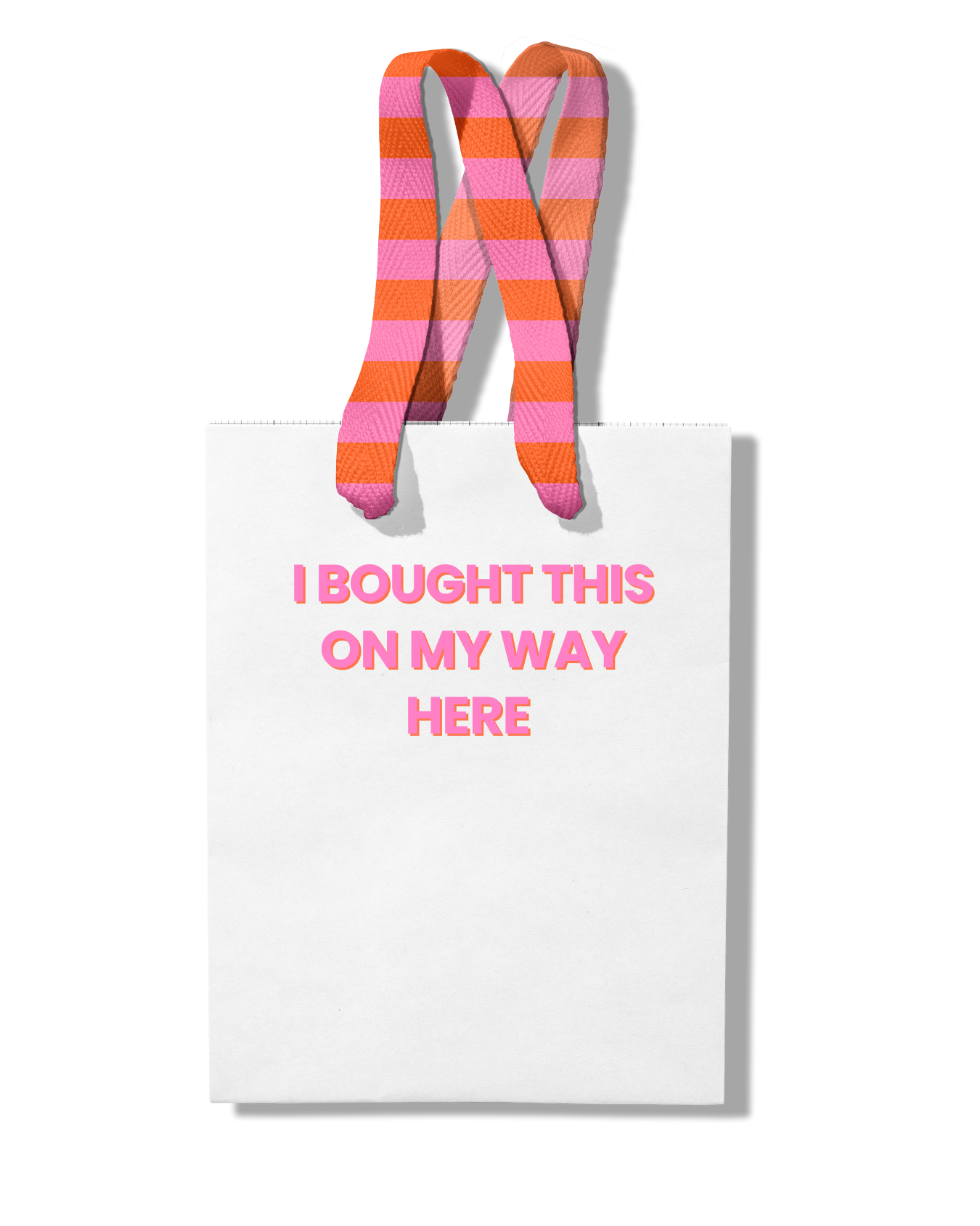 Paper Gift Bag | bought this on my way here | pink + orange