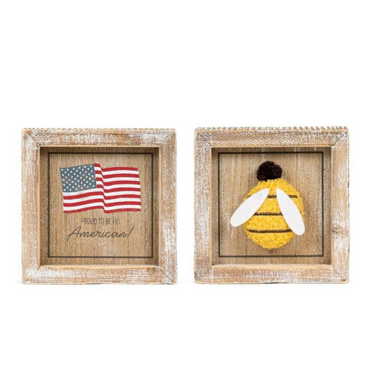 45179 - 5x5 rvs wood frame sign (PROUD/BEE)  Americana