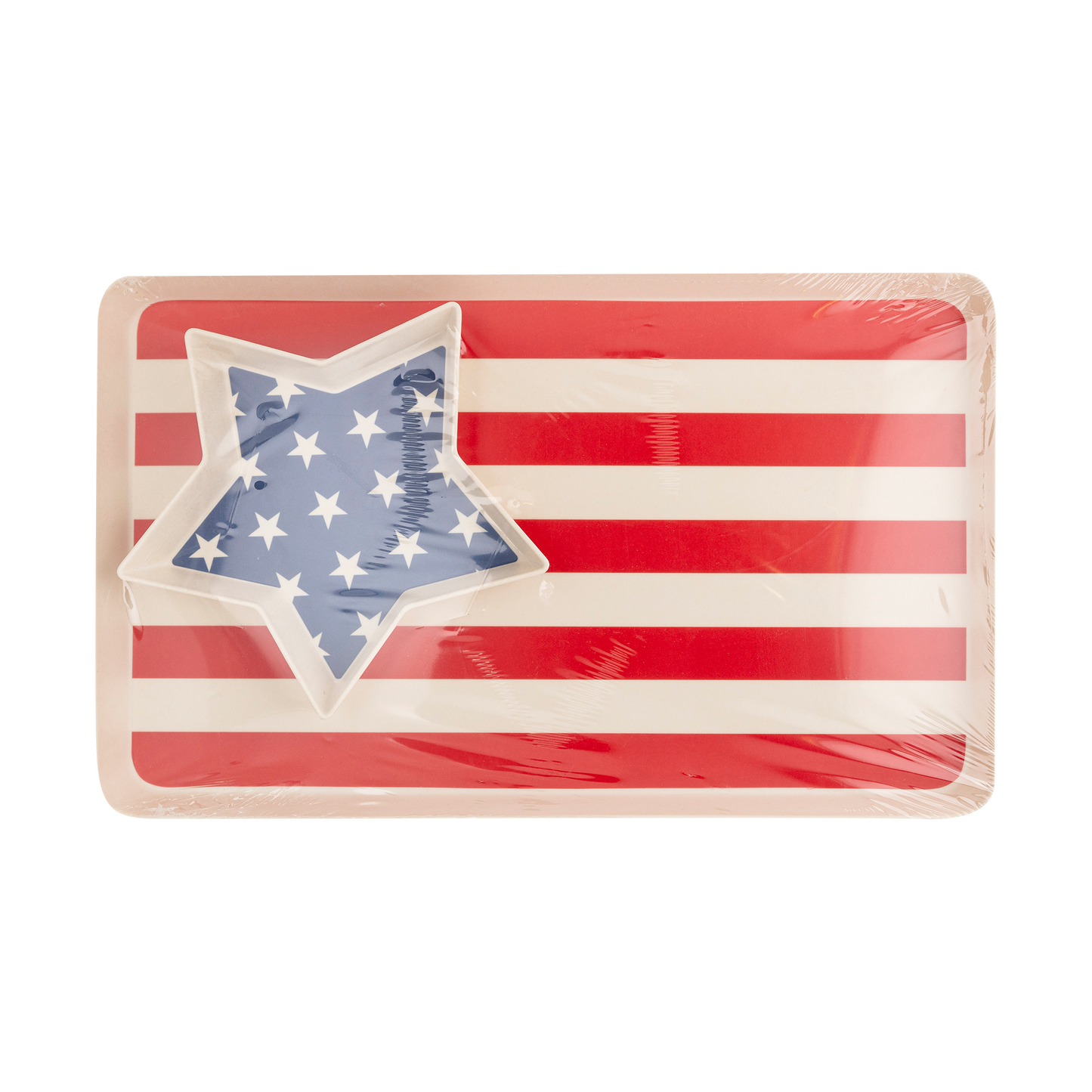 SSP1031 - American Flag Stacked Reusable Bamboo Serving Tray Set