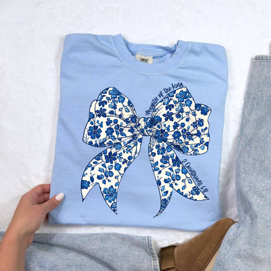 Daughter Of The King Blue Floral Bow DTF Heat Transfer