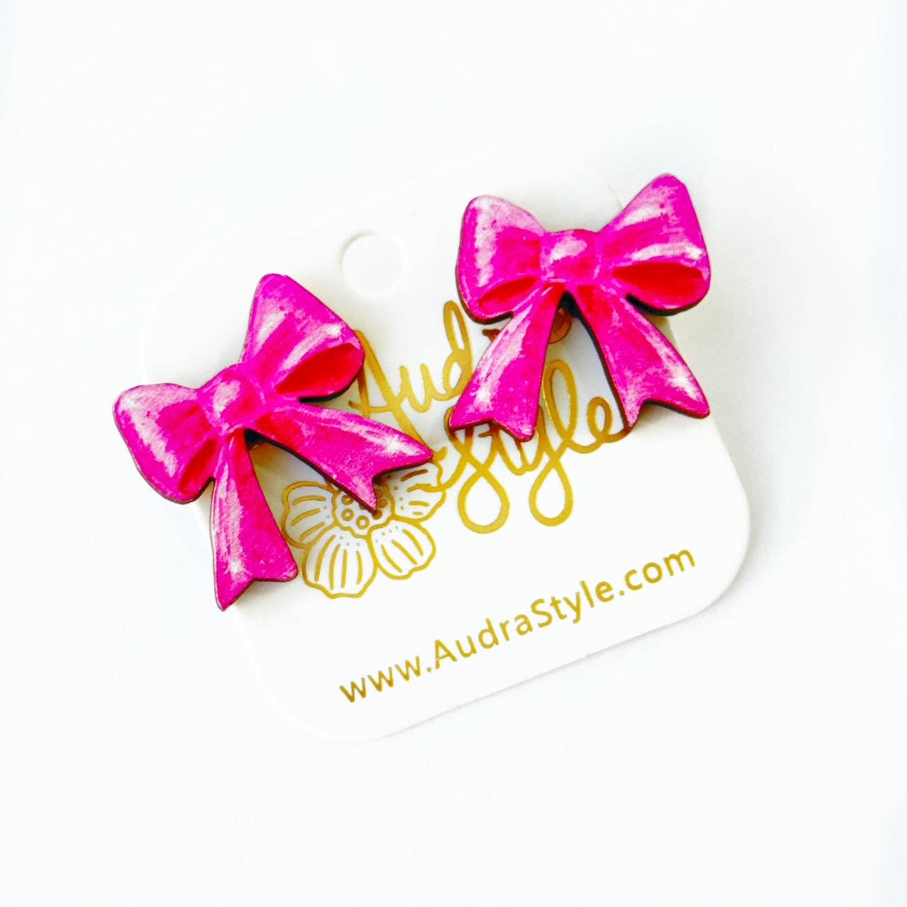 Pink Bow Stud Earrings