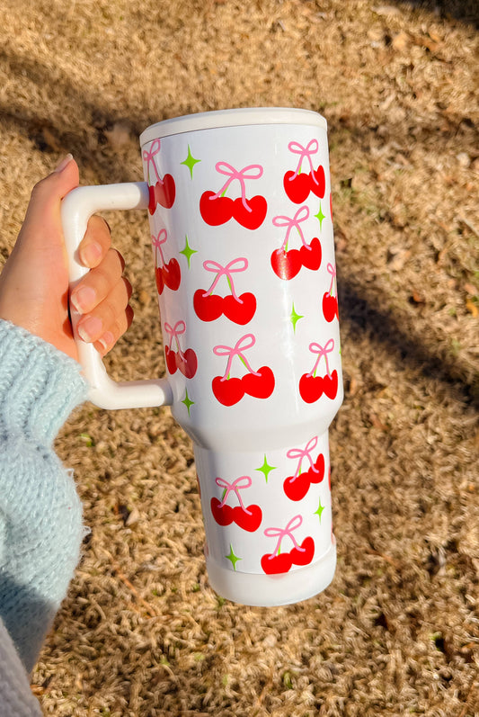 40oz cherry bow tumbler