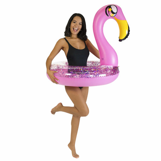 PoolCandy Flamingo 36"  Pink  Holographic Glitter Pool Tube