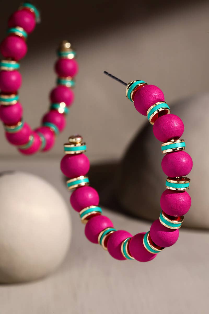 Colorful Ball Bead Hoop Earrings