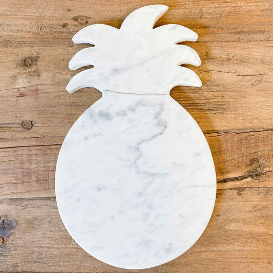 Pineapple Shaped Marble Serving Board   White   13x8x0.5