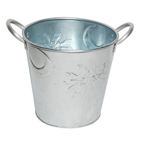8" Galv Palm Tree & Moon Bucket