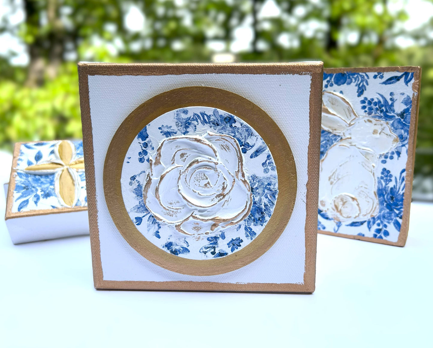 Chinoiserie Rose canvas |  botanicals blue white bridal