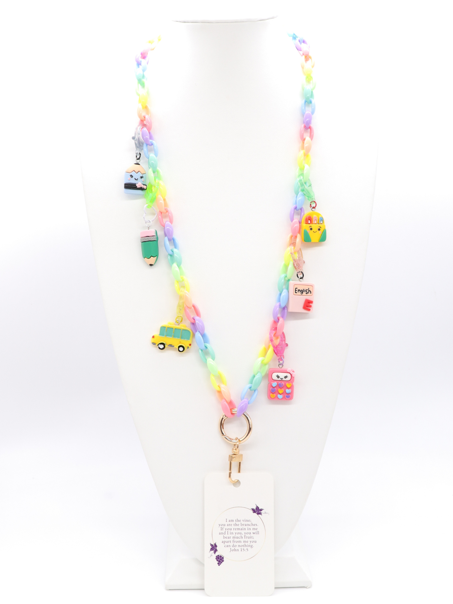 Teacher's Lanyard Charm Necklace - Pack of 5 Assorted