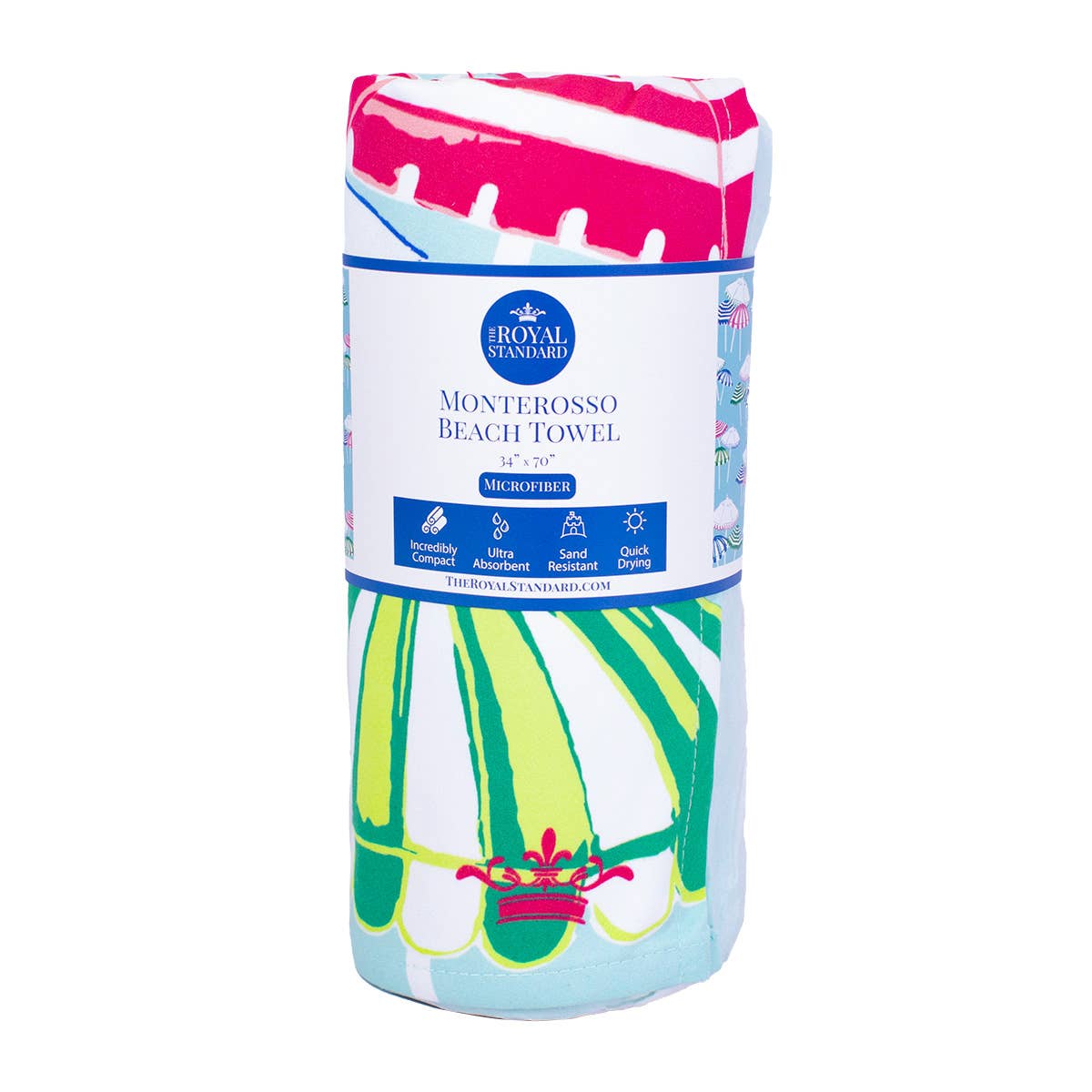 Monterosso  Beach Towel   Capri/Hot Pink/Sapphire   34x70