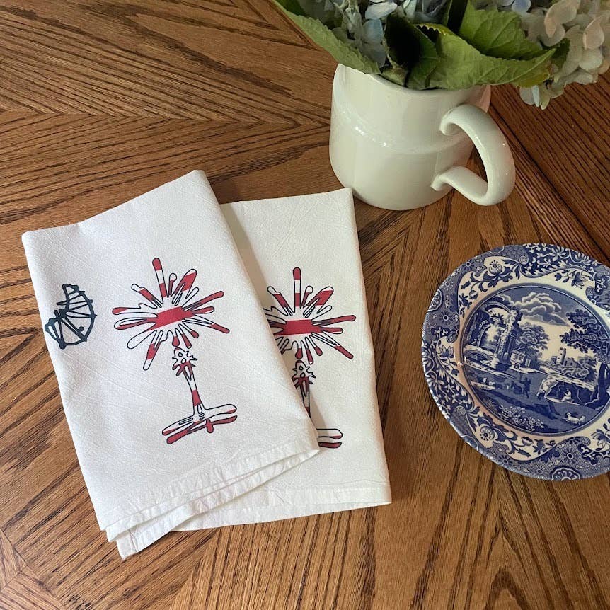 South Carolina American Flag Palmetto Tree Kitchen Towel