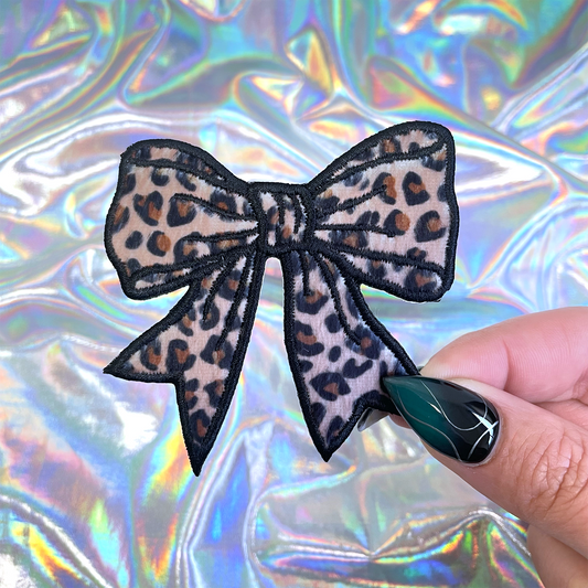 Leopard Print Coquette Bow Iron On Patch