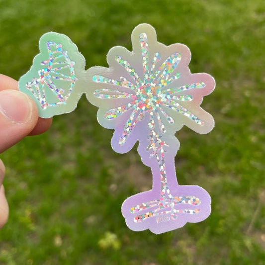 South Carolina Palmetto Tree Glitter Stickers