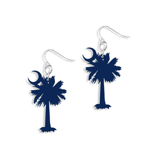 Navy Palmetto Earrings