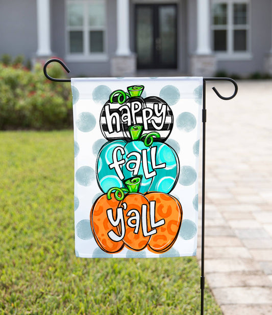 Fall Garden Flag - Happy Fall Y’all Pumpkin Stack