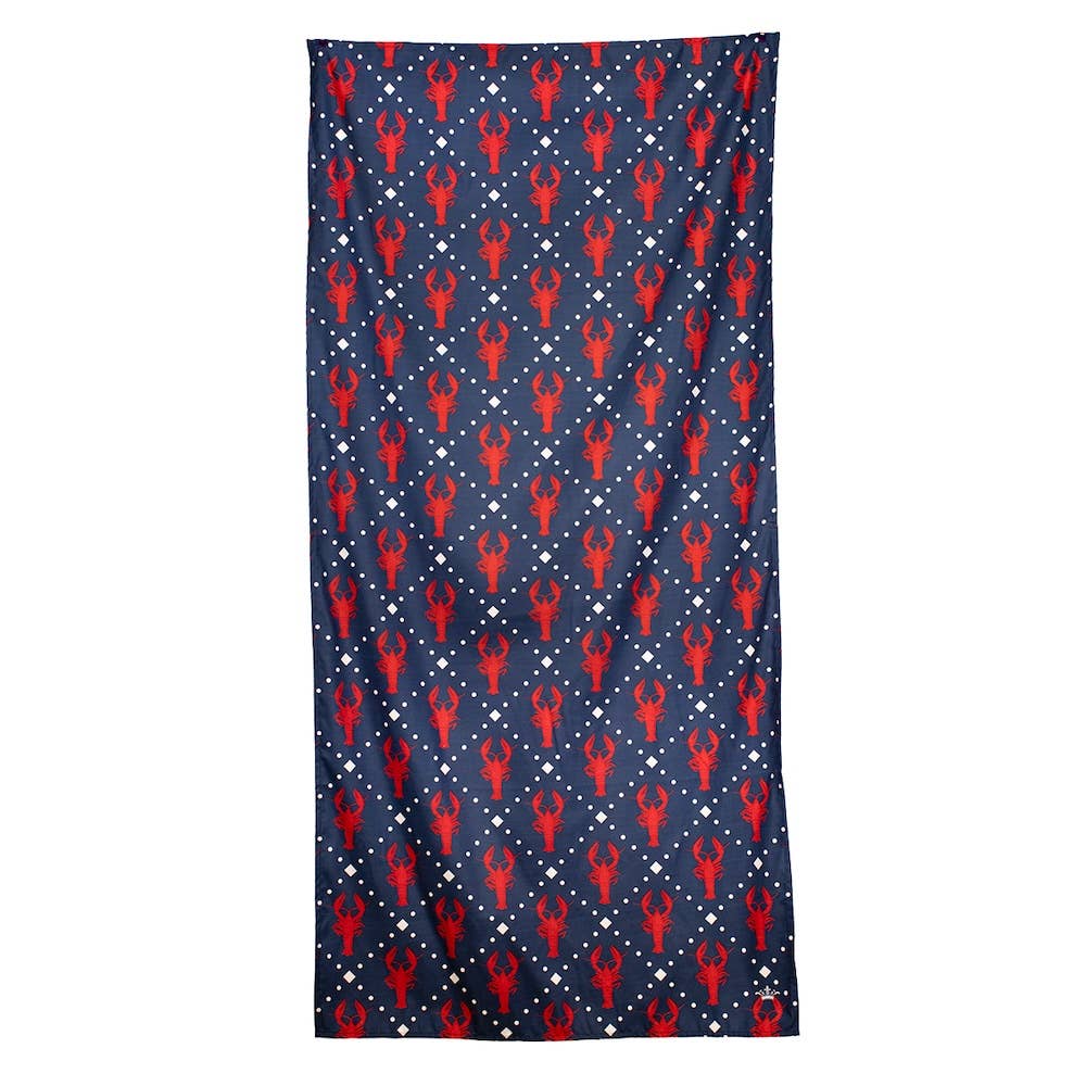 Crawdad Craze Beach Towel   Navy/Red   34x70