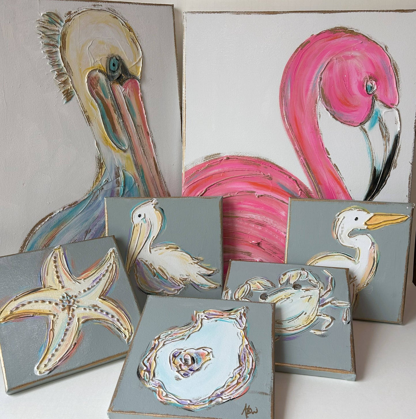 Flamingo L/XL texture canvas coastal beach nautical tropical